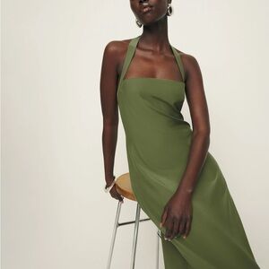 Reformation Alli Silk Dress - Green Leaf - Size 0 - NWT